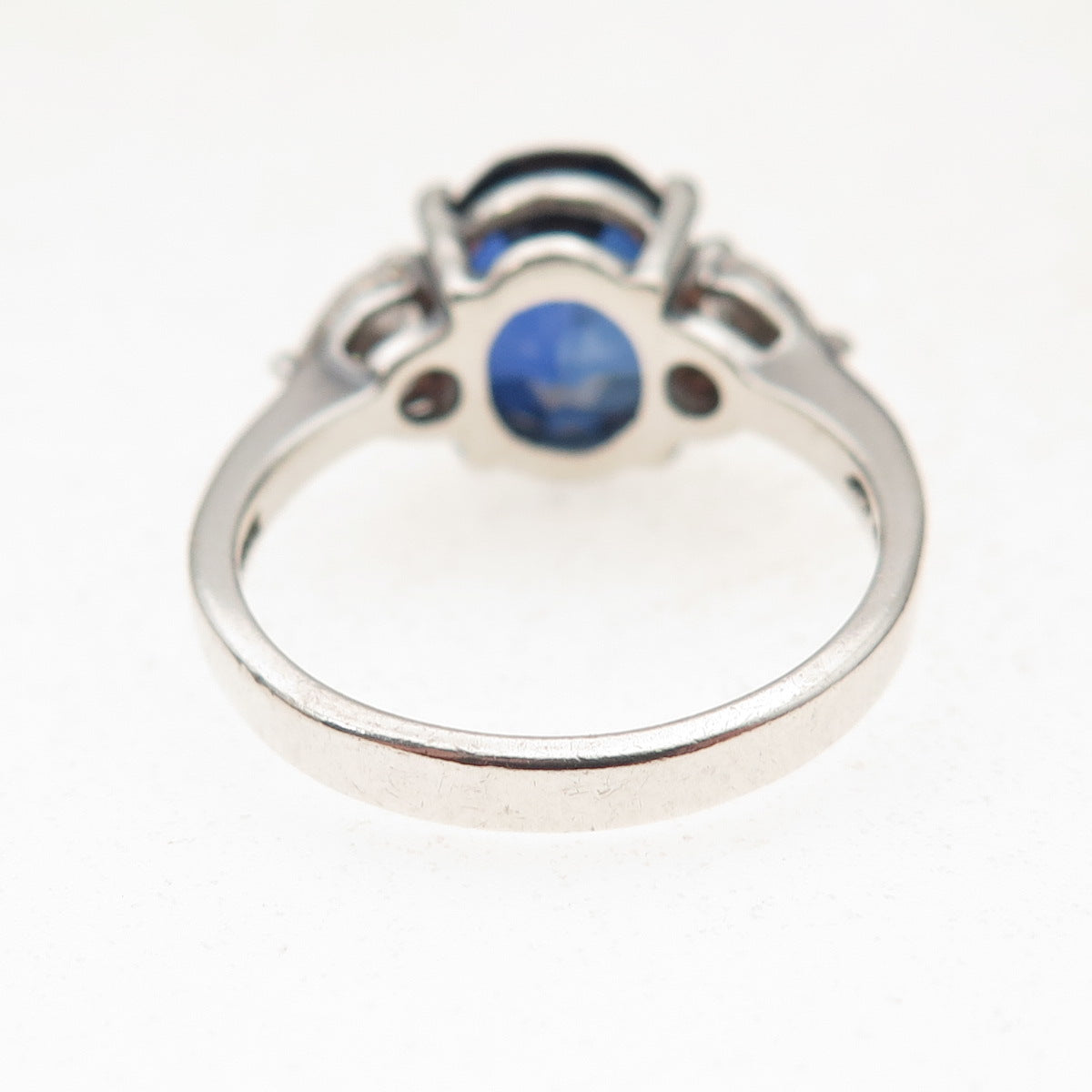 925 Sterling Silver Vintage Lab-Created Sapphire & C Z Ring Size 8