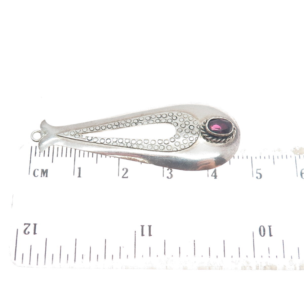 925 Sterling Silver Vintage Real Oval-Cut Tourmaline Modernist Teardrop Pendant