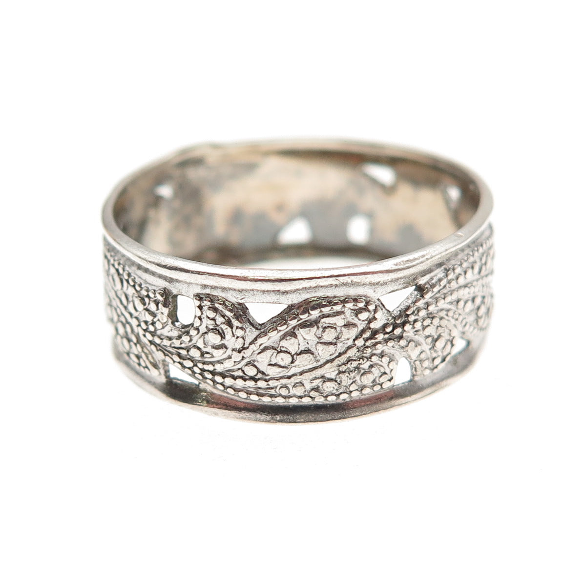 ESPO Joseph Esposito Sterling Silver Antique Art Deco Floral Band Ring Size 9.75
