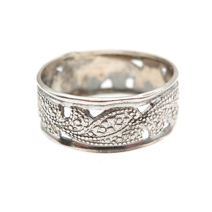 ESPO Joseph Esposito Sterling Silver Antique Art Deco Floral Band Ring Size 9.75