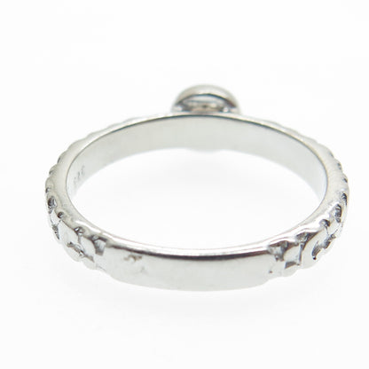 925 Sterling Silver Real Checkered Smoky Quartz Letter "C" Floral Ring Size 7.75
