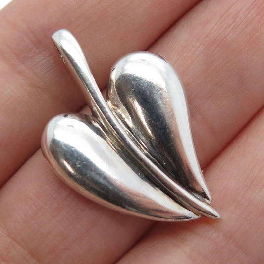 925 Sterling Silver Vintage Lotus Leaf Oxidized Pendant