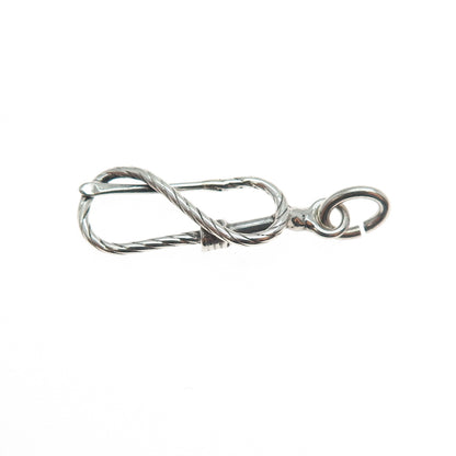 925 Sterling Silver Antique Art Deco Lasso Oxidized Charm Pendant