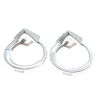 925 Sterling Silver Princess-Cut Pink & Round-Cut White C Z Hoop Earrings