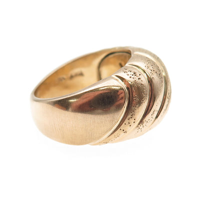 GioIelli Di Valenza 925 Sterling Gold Plated Vintage Italy Modernist Ring Size 8