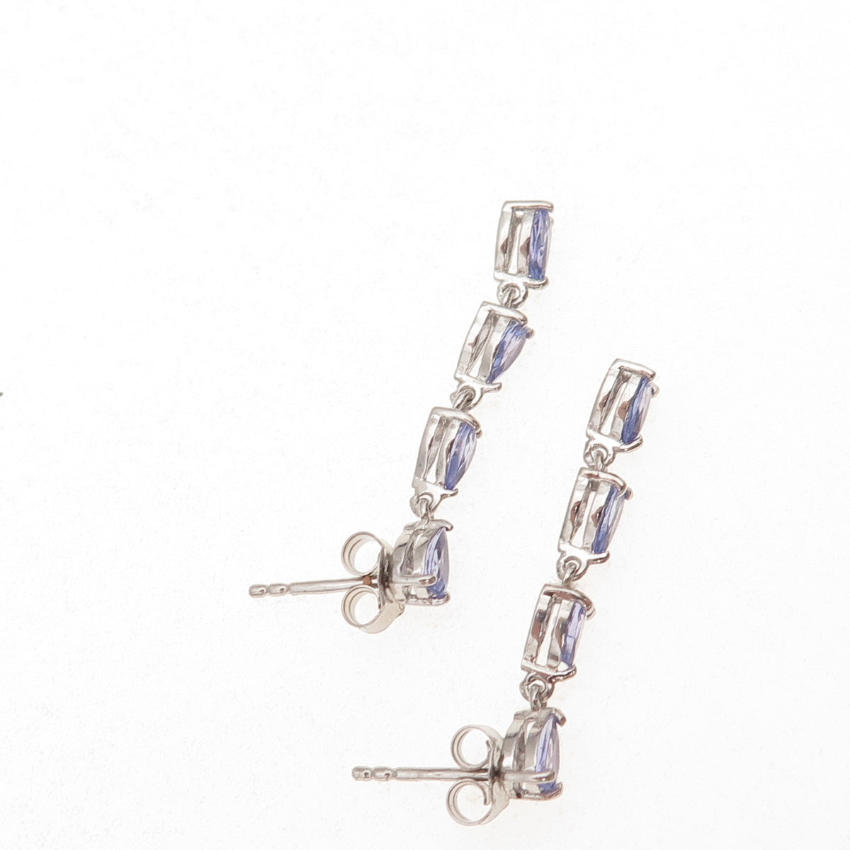 D'Joy 925 Sterling Silver Real Pear-Cut Tanzanite Dangle Earrings