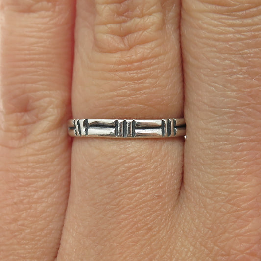 SHUBE 925 Sterling Silver Vintage Textured Oxidized Band Ring Size 6.5