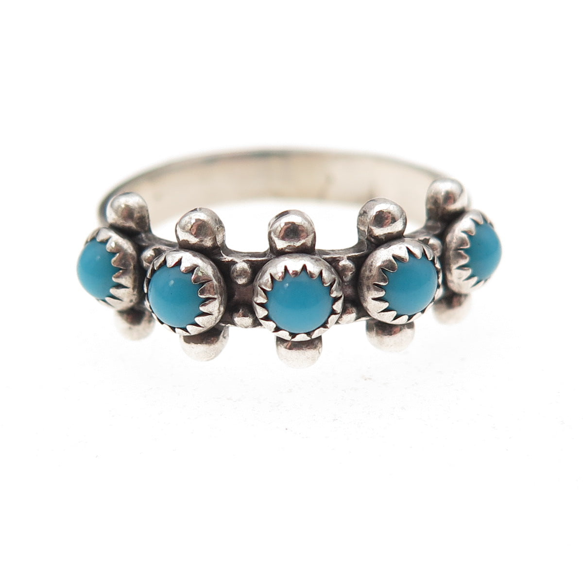 Bell Trading Post Old Pawn Sterling Vintage Turquoise Snake Eye Ring Size 5.5