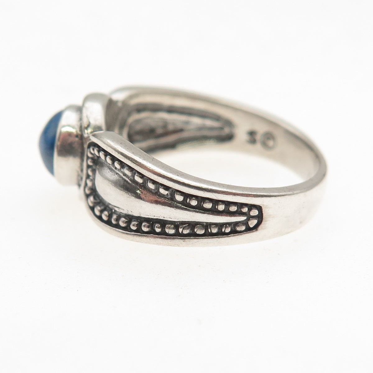Shube 925 Sterling Silver Vintage Real Lapis Oxidized Ring Size 8.25