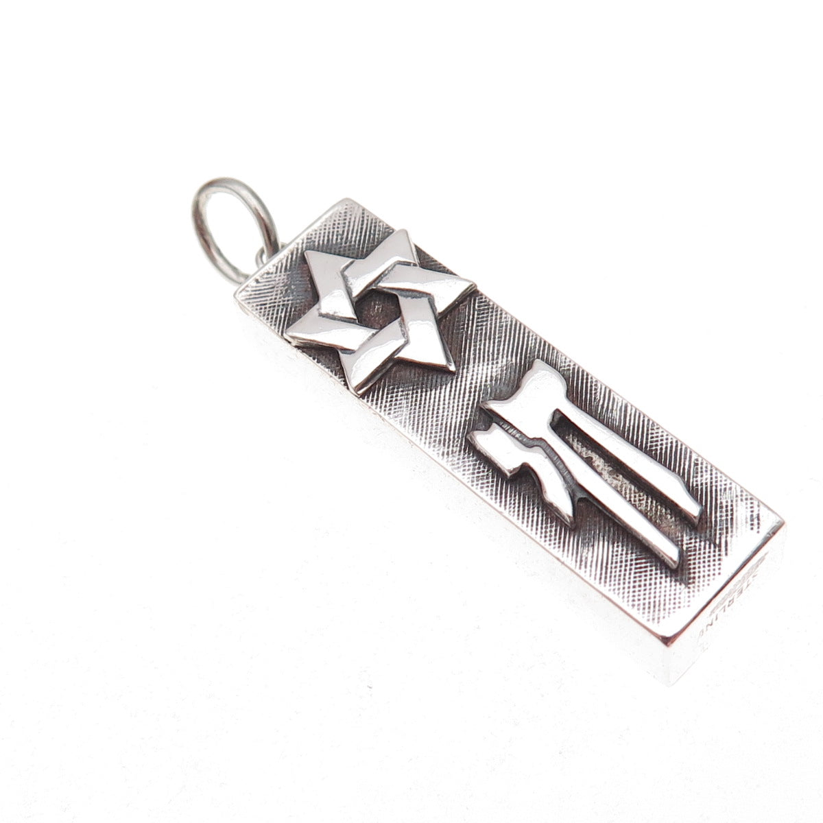 925 Sterling Silver Antique Art Deco Star of David & Chai Mezuzah Charm Pendant