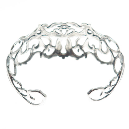 CAROLYN POLLACK Sterling Silver Vintage Flower Ornate Adjustable Bracelet 6.75"