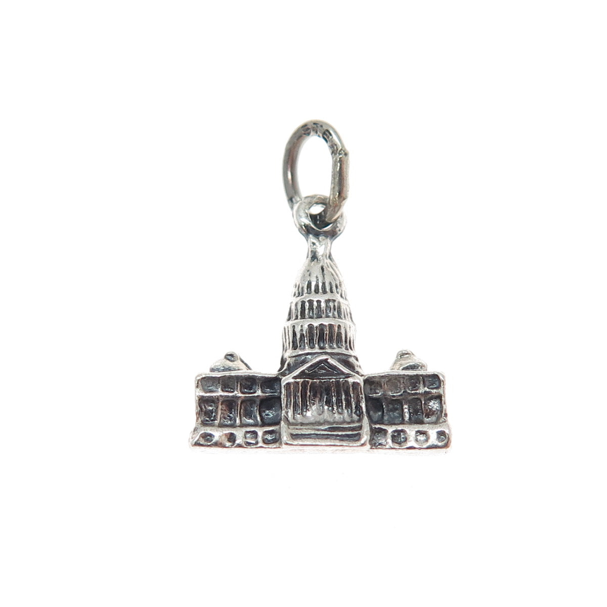 BEAU 925 Sterling Silver Vintage US Capitol Building Minimalist 3D Charm Pendant