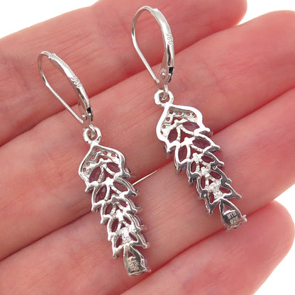 Chuck Clemency 925 Sterling Silver Real Tanzanite & White Topaz Dangle Earrings