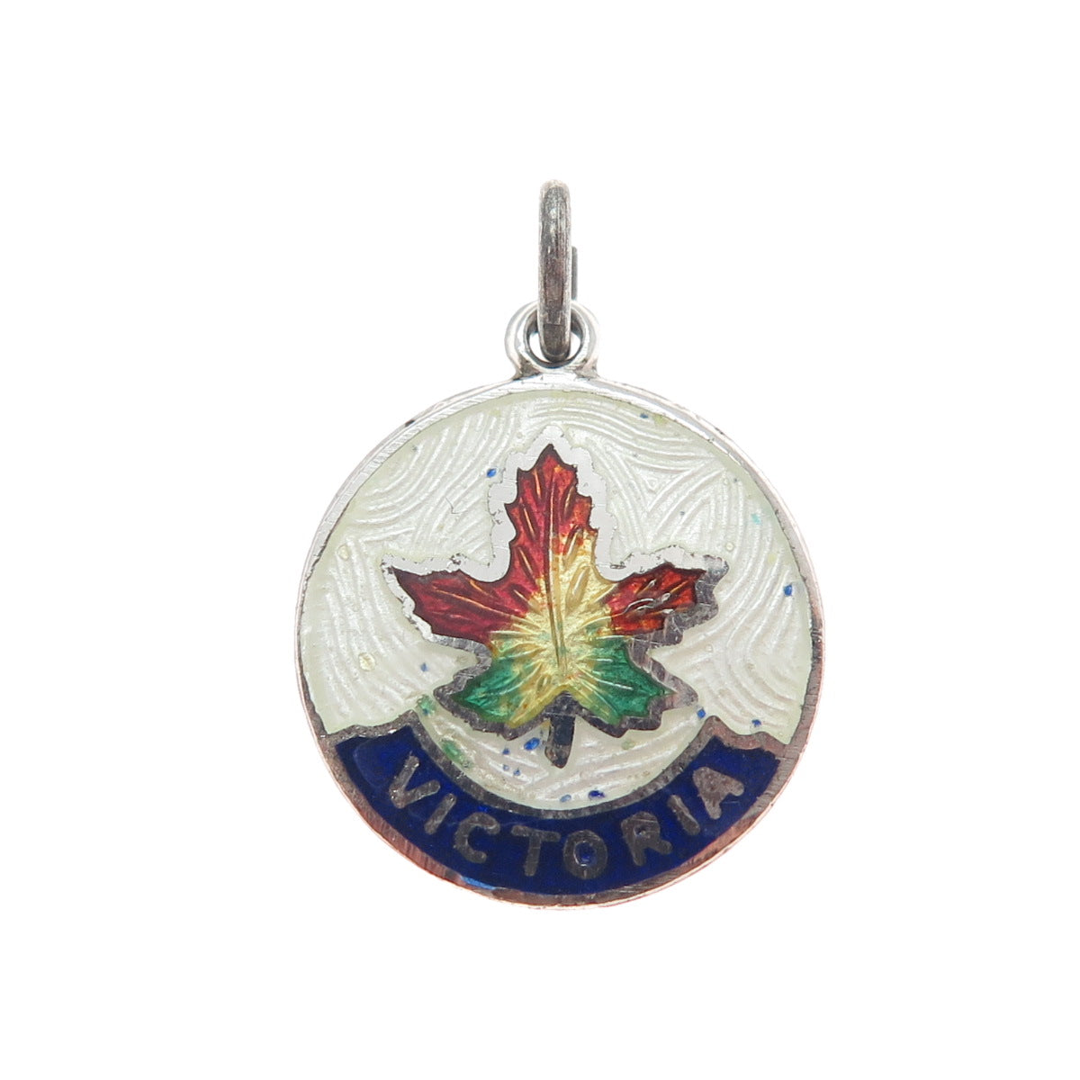 BREADNER CO. 925 Sterling Silver Antique Enamel Maple Leaf Minimalist Pendant