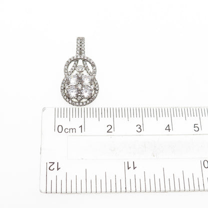 925 Sterling Silver Round-Cut C Z Knot Teardrop Charm Pendant