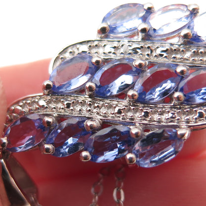 Chuck Clemency 925 Sterling Silver Real Diamond & Tanzanite Chain Necklace 20"