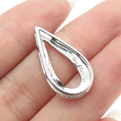 DIAG 925 Sterling Silver Round-Cut C Z Ornate Floral Teardrop Slide Pendant