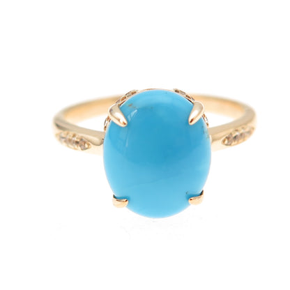 Tehya Oyama 925 Sterling Silver Gold Plated Real Turquoise Ring Size 8