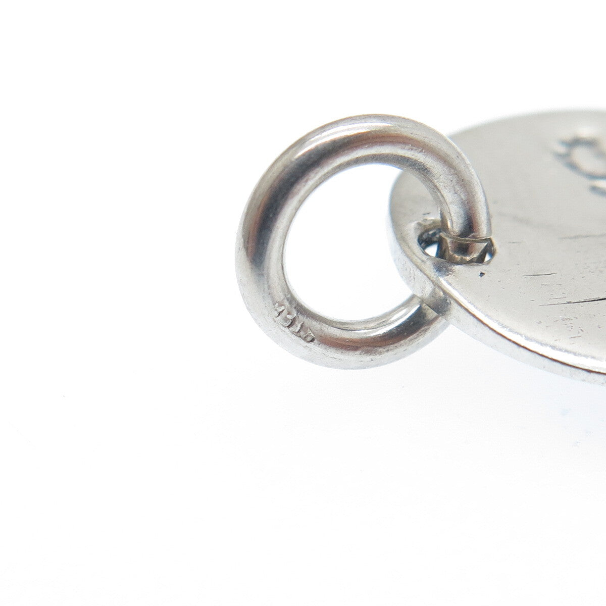 925 Sterling Silver Vintage Heart Love Round Tag Oxidized Mini Charm Pendant