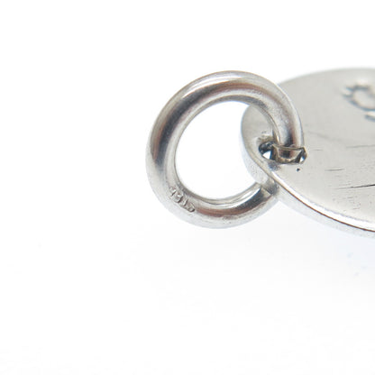 925 Sterling Silver Vintage Heart Love Round Tag Oxidized Mini Charm Pendant