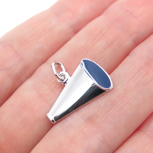 RQC REMBRANDT 925 Sterling Silver Vintage Enamel Megaphone Minimalist Pendant