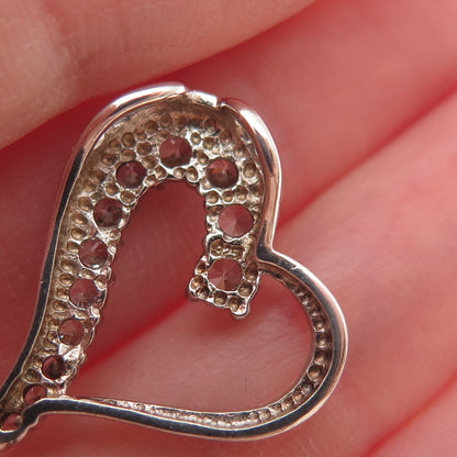 925 Sterling Silver Round-Cut C Z Heart Mini Slide Charm Pendant