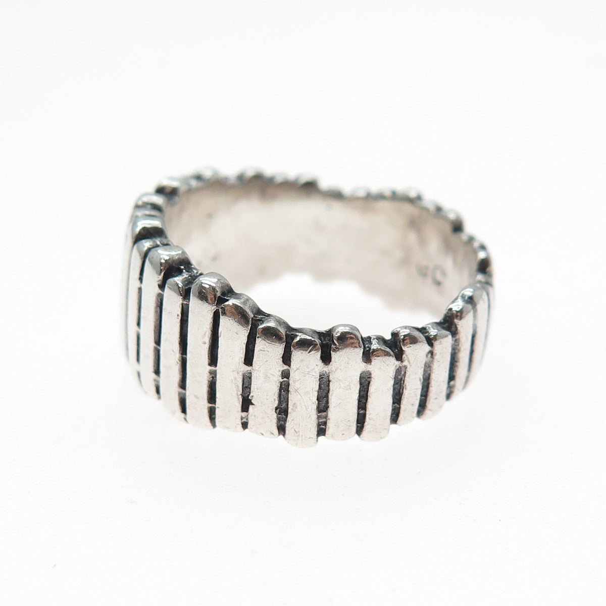 GC GODFREY CARTER 925 Sterling Silver Vintage Modernist Ribbed Ring Size 8.25
