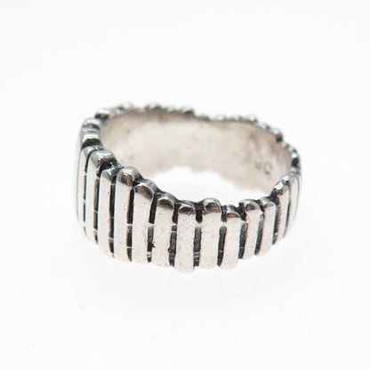 GC GODFREY CARTER 925 Sterling Silver Vintage Modernist Ribbed Ring Size 8.25