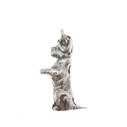 925 Sterling Silver Vintage Dog Oxidized 3D Charm Pendant
