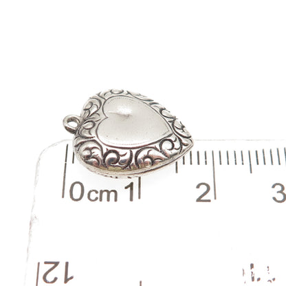 925 Sterling Antique Art Deco Engraved Heart Chatelaine Mini Charm Pendant