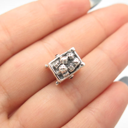 925 Sterling Silver Pandora Red Garnet-Tone Glass Christmas Sleigh Bead Charm