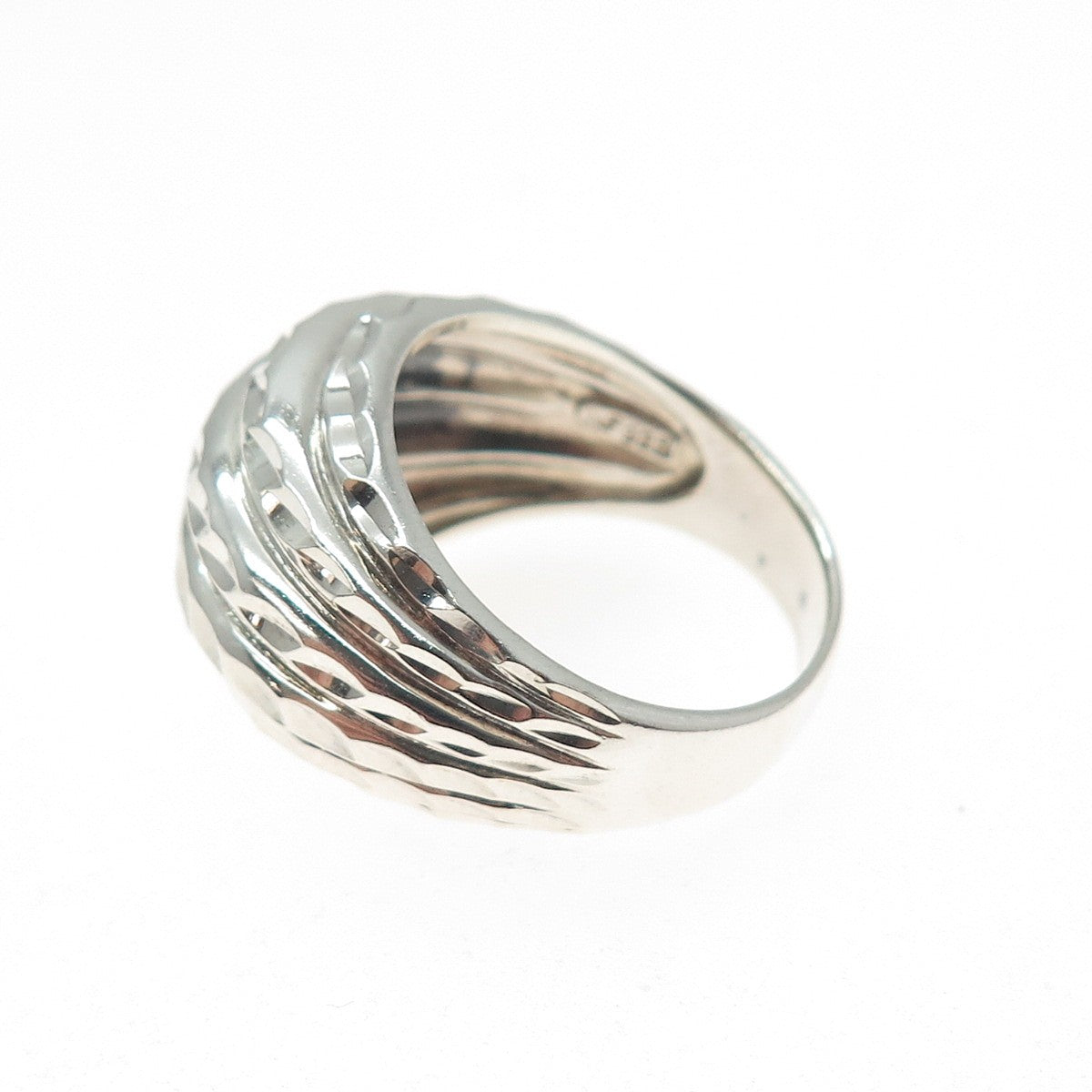 CHAPAL ZENRAY 925 Sterling Silver Vintage Diamond-Cut Dome Ring Size 10.25