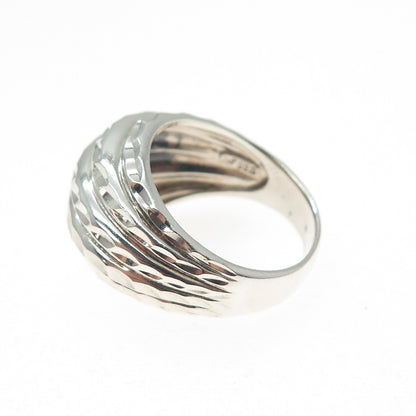 CHAPAL ZENRAY 925 Sterling Silver Vintage Diamond-Cut Dome Ring Size 10.25