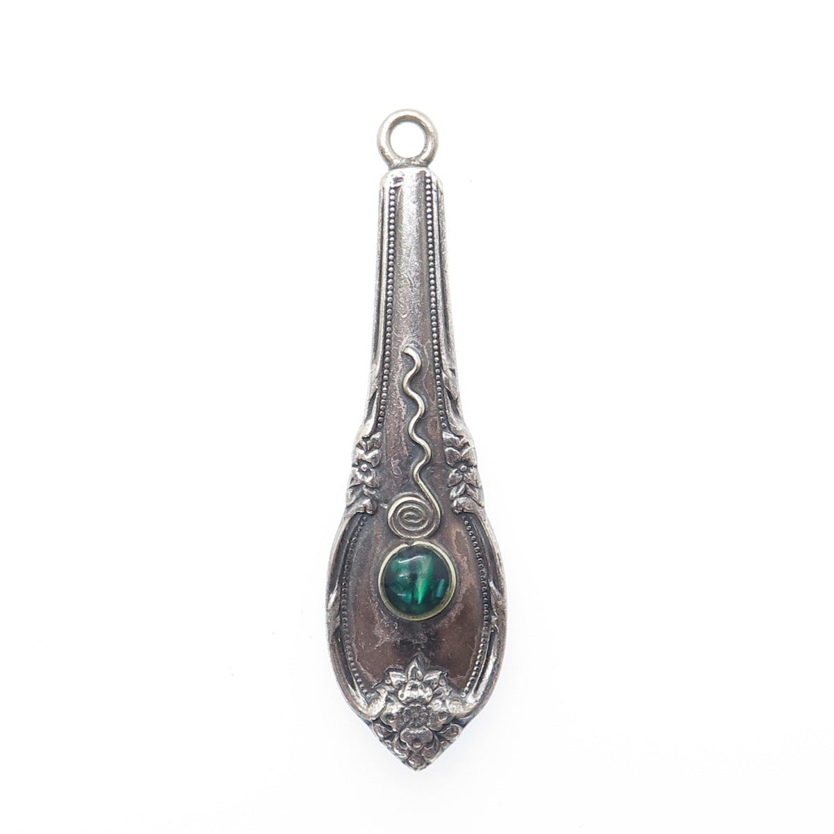 925 Sterling Silver Antique 1948 Real Abalone Shell Remembrance Pendant