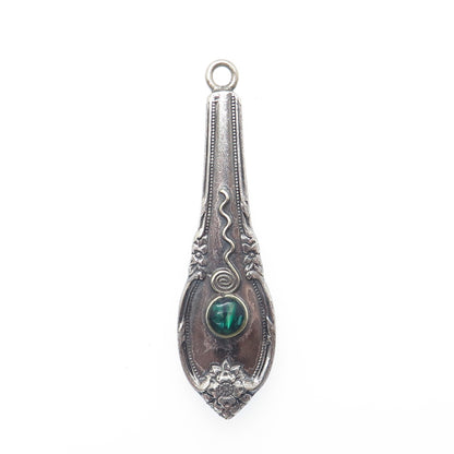925 Sterling Silver Antique 1948 Real Abalone Shell Remembrance Pendant