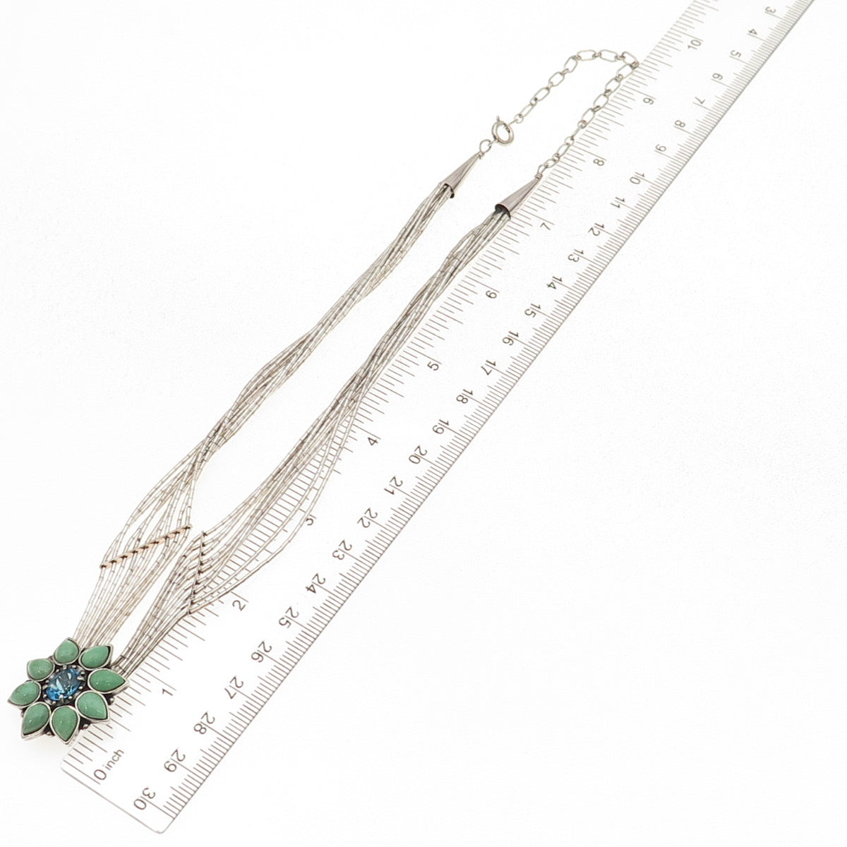 Carolyn Pollack Old Pawn 925 Sterling Vintage Turquoise & Topaz Necklace 16-18"