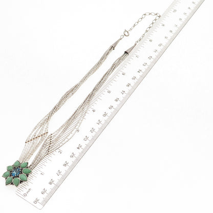 Carolyn Pollack Old Pawn 925 Sterling Vintage Turquoise & Topaz Necklace 16-18"
