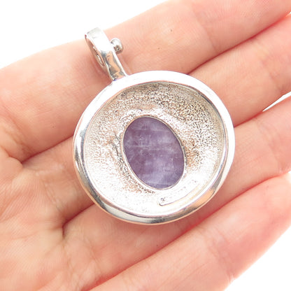 ESPO SIG Joseph Esposito Sterling Vintage Amethyst Flower Modernist Snap Pendant