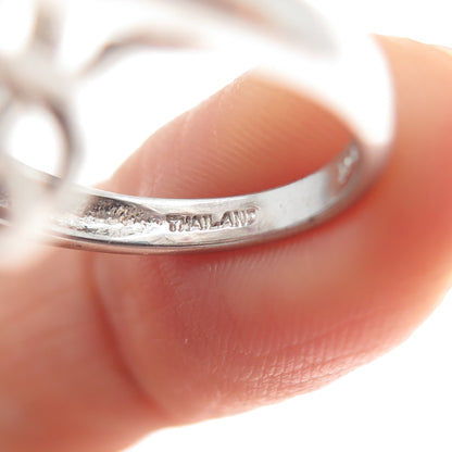 925 Sterling Silver Real Oval-Cut Ruby & Round-Cut White Topaz Ring Size 5.25