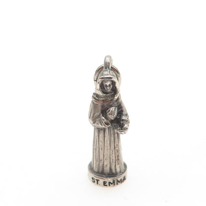 CREED 925 Sterling Silver Antique Art Deco St. Emma Oxidized Mini Charm Pendant