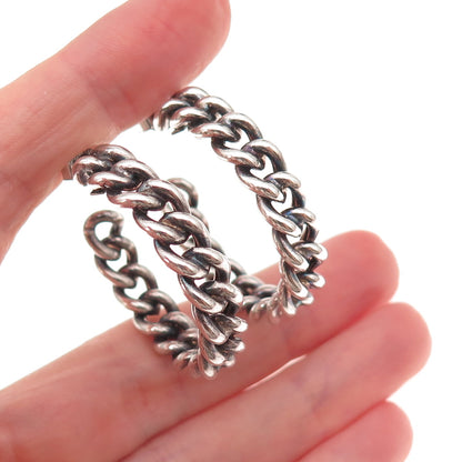 Dyadema 925 Sterling Silver Vintage Italy Cuban Link Oxidized Hoop Earrings