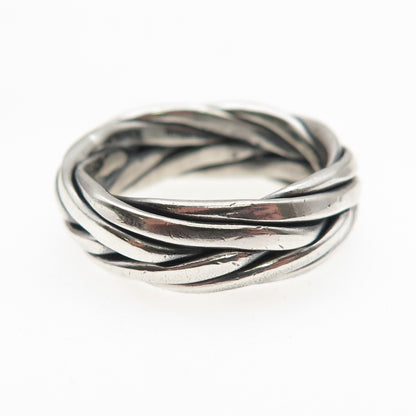 925 Sterling Silver Vintage CII Mexico Braided Oxidized Band Ring Size 7.25