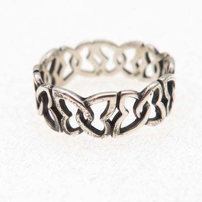 925 Sterling Silver Vintage Butterfly All Around Oxidized Band Ring Size 8