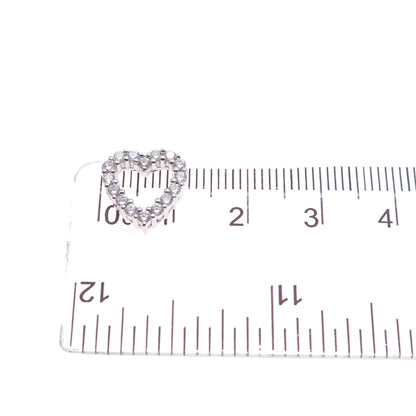 SAI 925 Sterling Silver Round-Cut C Z Heart Minimalist Slide Charm Pendant