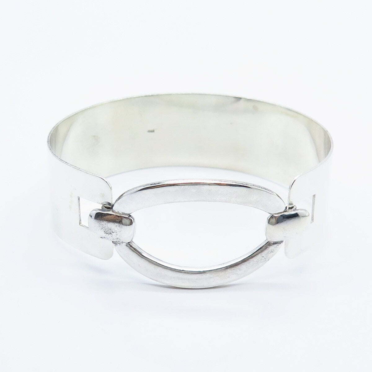 925 Sterling Silver Vintage Wide Bangle Bracelet 6.5"