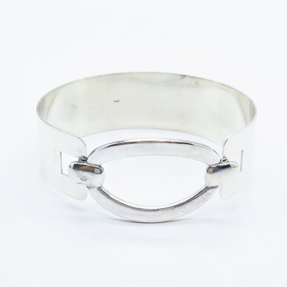 925 Sterling Silver Vintage Wide Bangle Bracelet 6.5"
