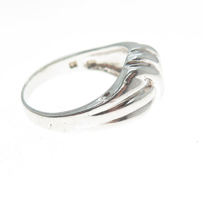 925 Sterling Silver Vintage Modernist Wavy Ring Size 7