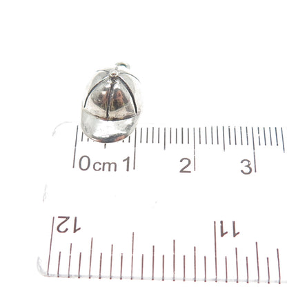 925 Sterling Silver Vintage Cap Minimalist 3D Charm Pendant