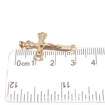 Chapel 925 Sterling Silver Gold Plated Vintage Crucifix Cross Charm Pendant