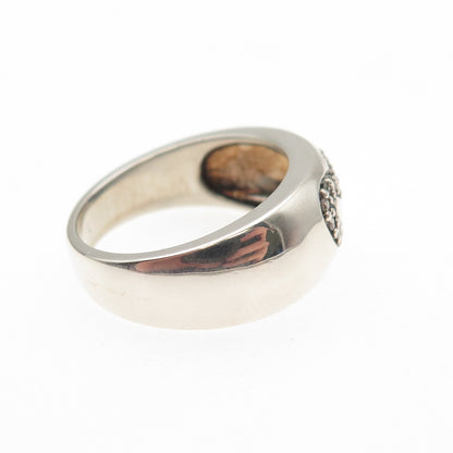 925 Sterling Silver Real Round-Cut Diamond Heart Ring Size 6